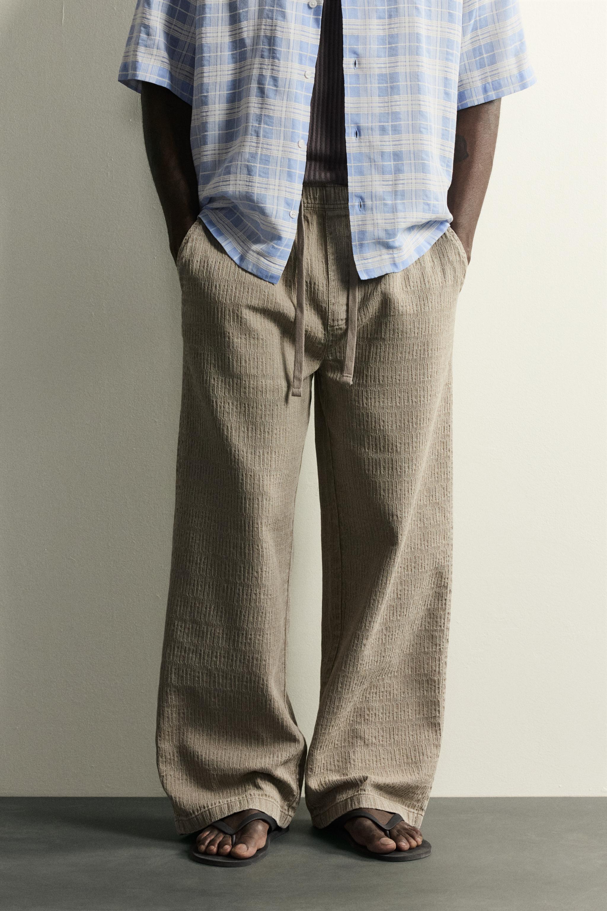 WASHED JACQUARD RELAXED FIT PANTS